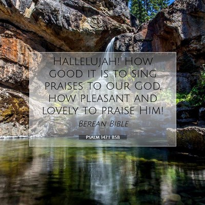 Picture 07 - Psalm 147:1 BSB - Hallelujah! How good it is to sing praises to our - Bible Verse Picture