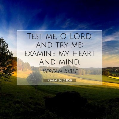 Picture 07 - Psalm 26:2 BSB - Test me, O LORD, and try me; examine my heart and - Bible Verse Picture