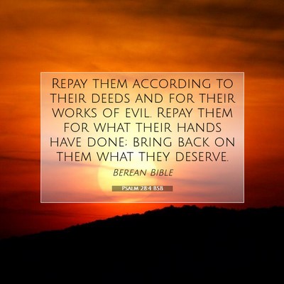 Picture 07 - Psalm 28:4 BSB - Repay them according to their deeds and for their - Bible Verse Picture