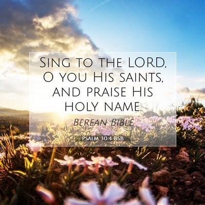 Picture 07 - Psalm 30:4 BSB - Sing to the LORD, O you His saints, and praise - Bible Verse Picture