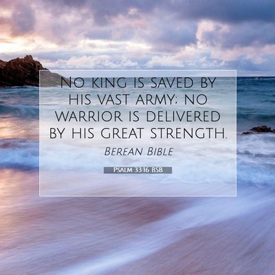 Picture 07 - Psalm 33:16 BSB - No king is saved by his vast army; no warrior is - Bible Verse Picture