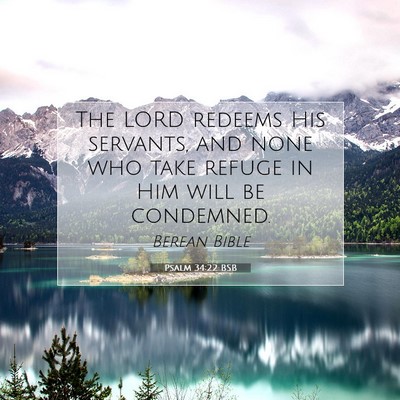Picture 07 - Psalm 34:22 BSB - The LORD redeems His servants, and none who take - Bible Verse Picture