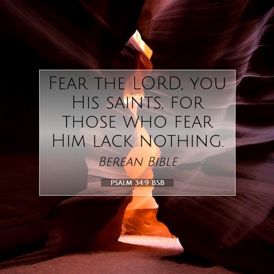 Picture 07 - Psalm 34:9 BSB - Fear the LORD, you His saints, for those who fear - Bible Verse Picture