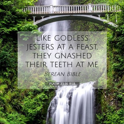 Picture 07 - Psalm 35:16 BSB - Like godless jesters at a feast, they gnashed - Bible Verse Picture