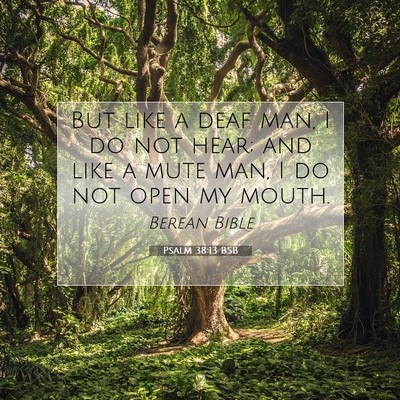 Picture 07 - Psalm 38:13 BSB - But like a deaf man, I do not hear; and like a - Bible Verse Picture