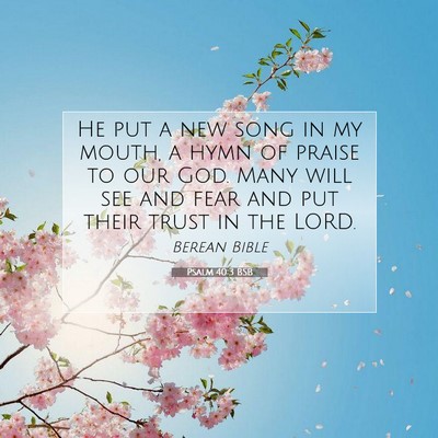 Picture 07 - Psalm 40:3 BSB - He put a new song in my mouth, a hymn of praise - Bible Verse Picture