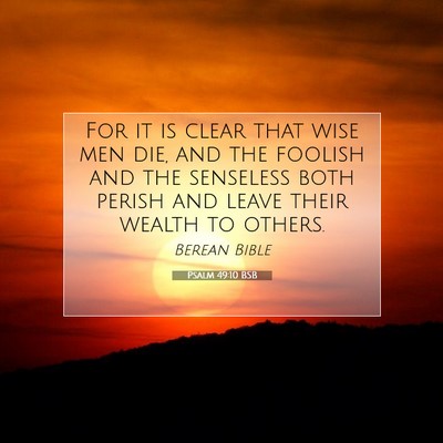 Picture 07 - Psalm 49:10 BSB - For it is clear that wise men die, and the - Bible Verse Picture