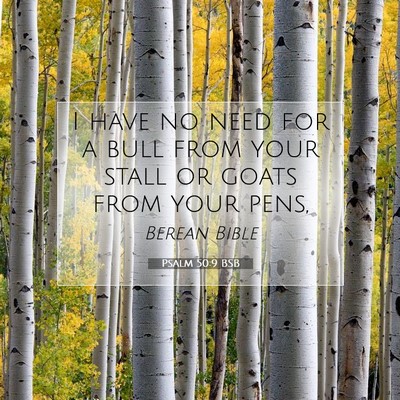 Picture 07 - Psalm 50:9 BSB - I have no need for a bull from your stall or - Bible Verse Picture