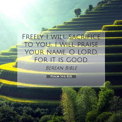 Picture 07 - Psalm 54:6 BSB - Freely I will sacrifice to You; I will praise - Bible Verse Picture