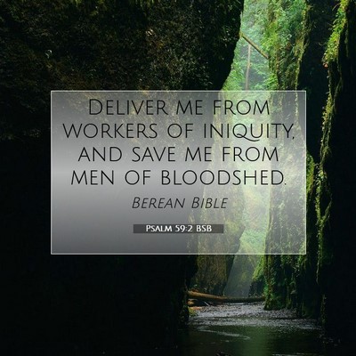 Picture 07 - Psalm 59:2 BSB - Deliver me from workers of iniquity, and save me - Bible Verse Picture