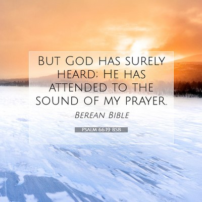 Picture 07 - Psalm 66:19 BSB - But God has surely heard; He has attended to the - Bible Verse Picture