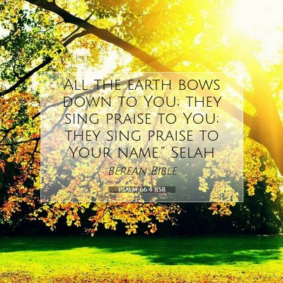 Picture 07 - Psalm 66:4 BSB - All the earth bows down to You; they sing praise - Bible Verse Picture