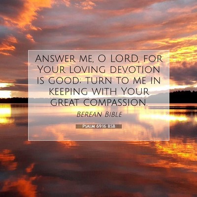 Picture 07 - Psalm 69:16 BSB - Answer me, O LORD, for Your loving devotion is - Bible Verse Picture