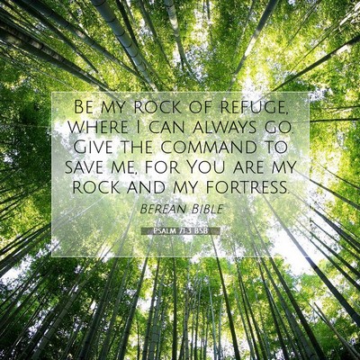 Picture 07 - Psalm 71:3 BSB - Be my rock of refuge, where I can always go. Give - Bible Verse Picture