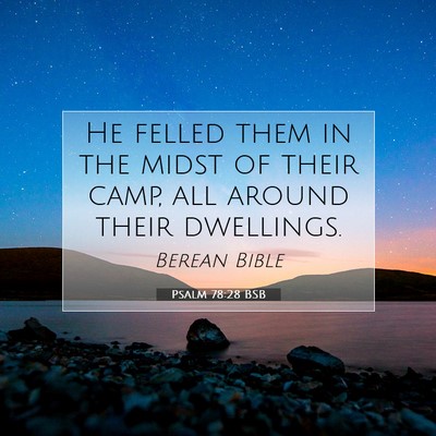 Picture 07 - Psalm 78:28 BSB - He felled them in the midst of their camp, all - Bible Verse Picture
