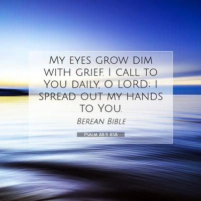 Picture 07 - Psalm 88:9 BSB - My eyes grow dim with grief. I call to You daily, - Bible Verse Picture