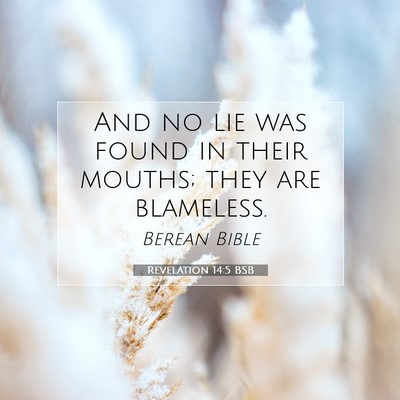 Picture 07 - Revelation 14:5 BSB - And no lie was found in their mouths; they are - Bible Verse Picture
