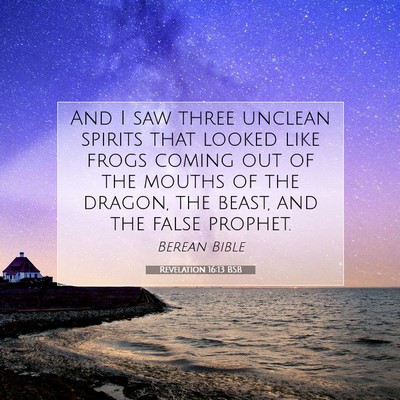 Picture 07 - Revelation 16:13 BSB - And I saw three unclean spirits that looked like - Bible Verse Picture