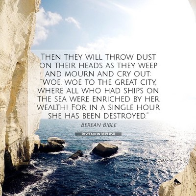 Picture 07 - Revelation 18:19 BSB - Then they will throw dust on their heads as they - Bible Verse Picture