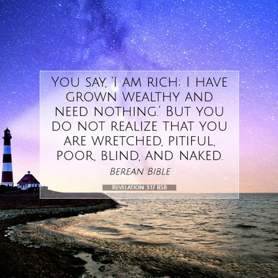 Picture 07 - Revelation 3:17 BSB - You say, ‘I am rich; I have grown wealthy and - Bible Verse Picture