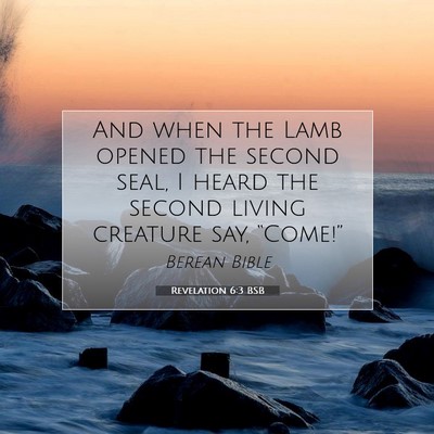 Picture 07 - Revelation 6:3 BSB - And when the Lamb opened the second seal, I heard - Bible Verse Picture