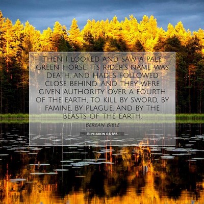 Picture 07 - Revelation 6:8 BSB - Then I looked and saw a pale green horse. Its - Bible Verse Picture