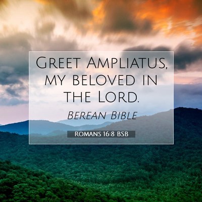 Picture 07 - Romans 16:8 BSB - Greet Ampliatus, my beloved in the - Bible Verse Picture
