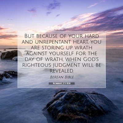 Picture 07 - Romans 2:5 BSB - But because of your hard and unrepentant heart, - Bible Verse Picture
