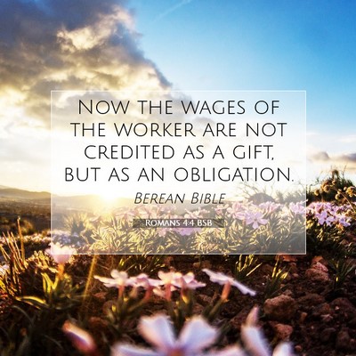 Picture 07 - Romans 4:4 BSB - Now the wages of the worker are not credited as a - Bible Verse Picture