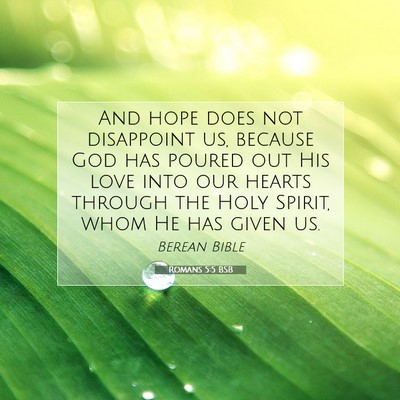Picture 07 - Romans 5:5 BSB - And hope does not disappoint us, because God has - Bible Verse Picture