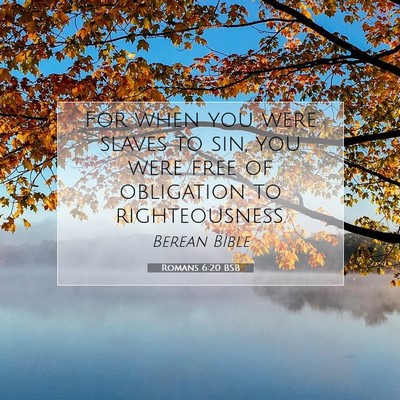 Picture 07 - Romans 6:20 BSB - For when you were slaves to sin, you were free of - Bible Verse Picture