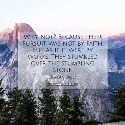Picture 07 - Romans 9:32 BSB - Why not? Because their pursuit was not by faith, - Bible Verse Picture