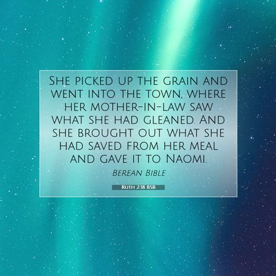 Picture 07 - Ruth 2:18 BSB - She picked up the grain and went into the town, - Bible Verse Picture