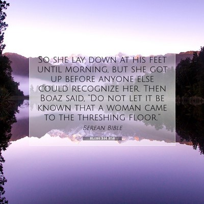 Picture 07 - Ruth 3:14 BSB - So she lay down at his feet until morning, but - Bible Verse Picture