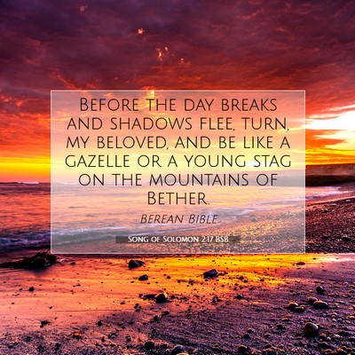 Picture 07 - Song of Solomon 2:17 BSB - Before the day breaks and shadows flee, turn, my - Bible Verse Picture