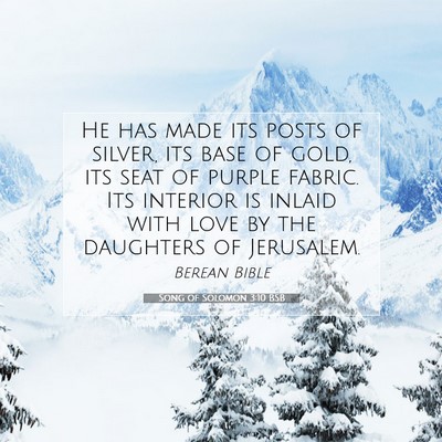 Picture 07 - Song of Solomon 3:10 BSB - He has made its posts of silver, its base of - Bible Verse Picture