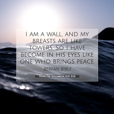 Picture 07 - Song of Solomon 8:10 BSB - I am a wall, and my breasts are like towers. So I - Bible Verse Picture