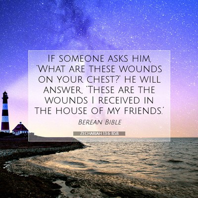 Picture 07 - Zechariah 13:6 BSB - If someone asks him, ‘What are these wounds on - Bible Verse Picture