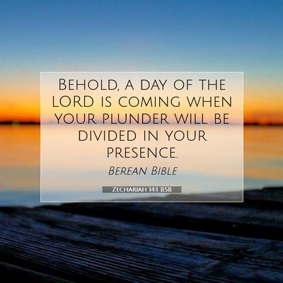 Picture 07 - Zechariah 14:1 BSB - Behold, a day of the LORD is coming when your - Bible Verse Picture