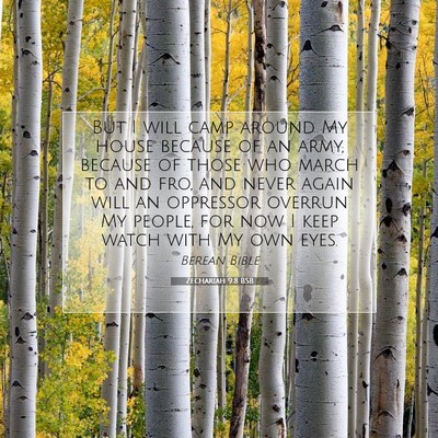 Picture 07 - Zechariah 9:8 BSB - But I will camp around My house because of an - Bible Verse Picture