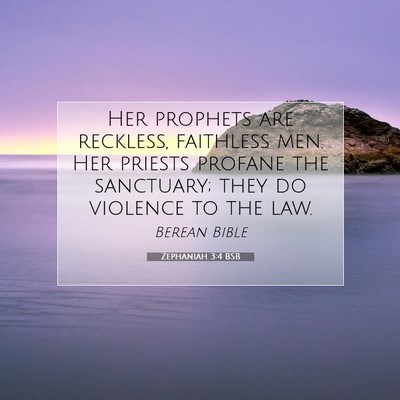 Picture 07 - Zephaniah 3:4 BSB - Her prophets are reckless, faithless men. Her - Bible Verse Picture