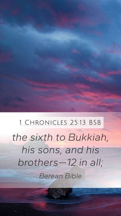 1 Chronicles 25:13 BSB Mobile Phone Wallpaper - the sixth to Bukkiah, his sons, and his - Mobile Bible Verse Wallpaper