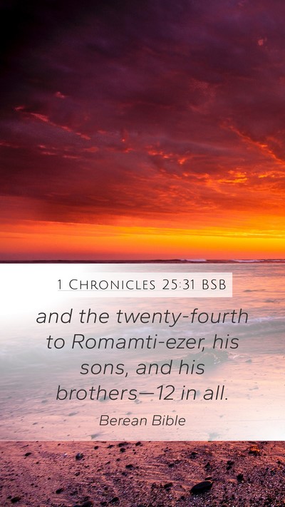 1 Chronicles 25:31 BSB Mobile Phone Wallpaper - and the twenty-fourth to Romamti-ezer, his sons, - Mobile Bible Verse Wallpaper