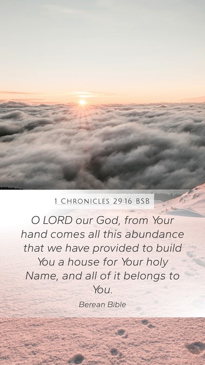 1 Chronicles 29:16 BSB Mobile Phone Wallpaper - O LORD our God, from Your hand comes all this - Mobile Bible Verse Wallpaper