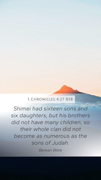 1 Chronicles 4:27 BSB Bible Verse Image