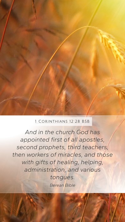 1 Corinthians 12:28 BSB Bible Verse Image