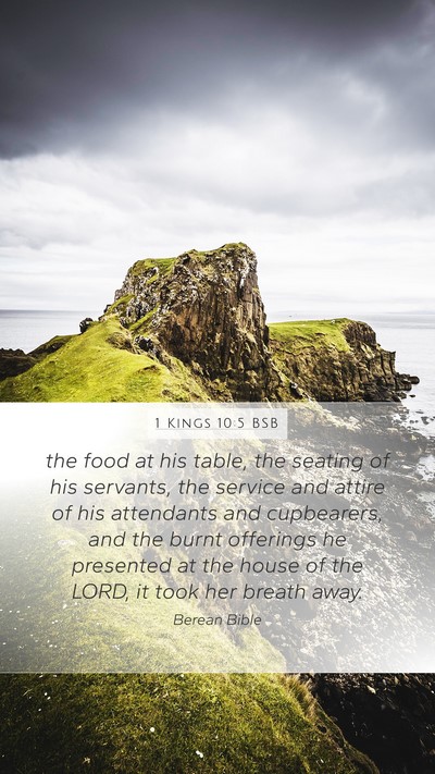 1 Kings 10:5 BSB Bible Verse Image