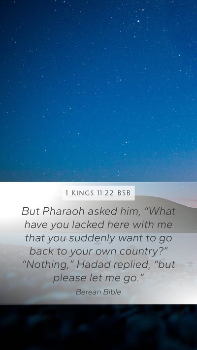 1 Kings 11:22 BSB Mobile Phone Wallpaper - But Pharaoh asked him, “What have you lacked - Mobile Bible Verse Wallpaper