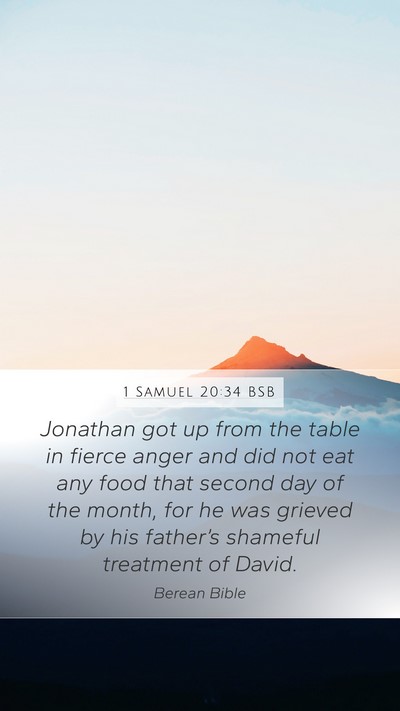 1 Samuel 20:34 BSB Mobile Phone Wallpaper - Jonathan got up from the table in fierce anger - Mobile Bible Verse Wallpaper