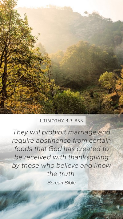 1 Timothy 4:3 BSB Bible Verse Image